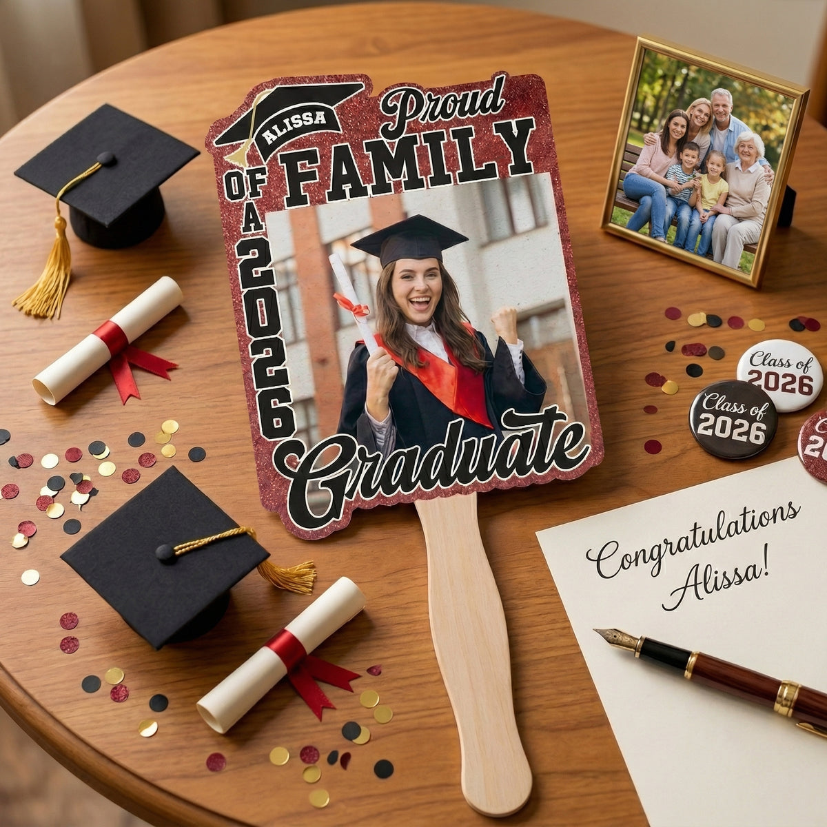 Personalized "Proud Family of Graduate" Fan With Photo & Name | Graduation Gift
