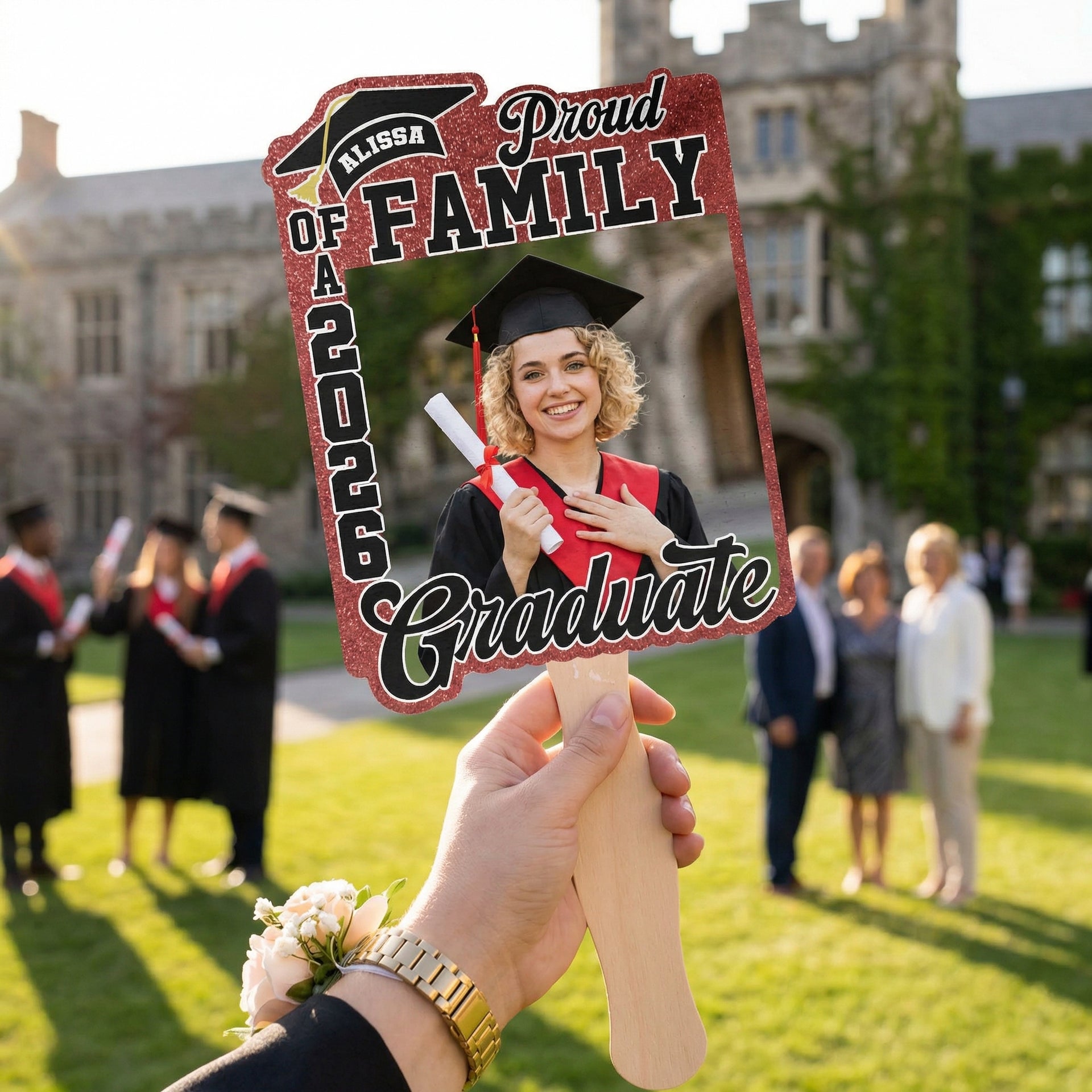 Personalized "Proud Family of Graduate" Fan With Photo & Name | Graduation Gift For Son Daughter