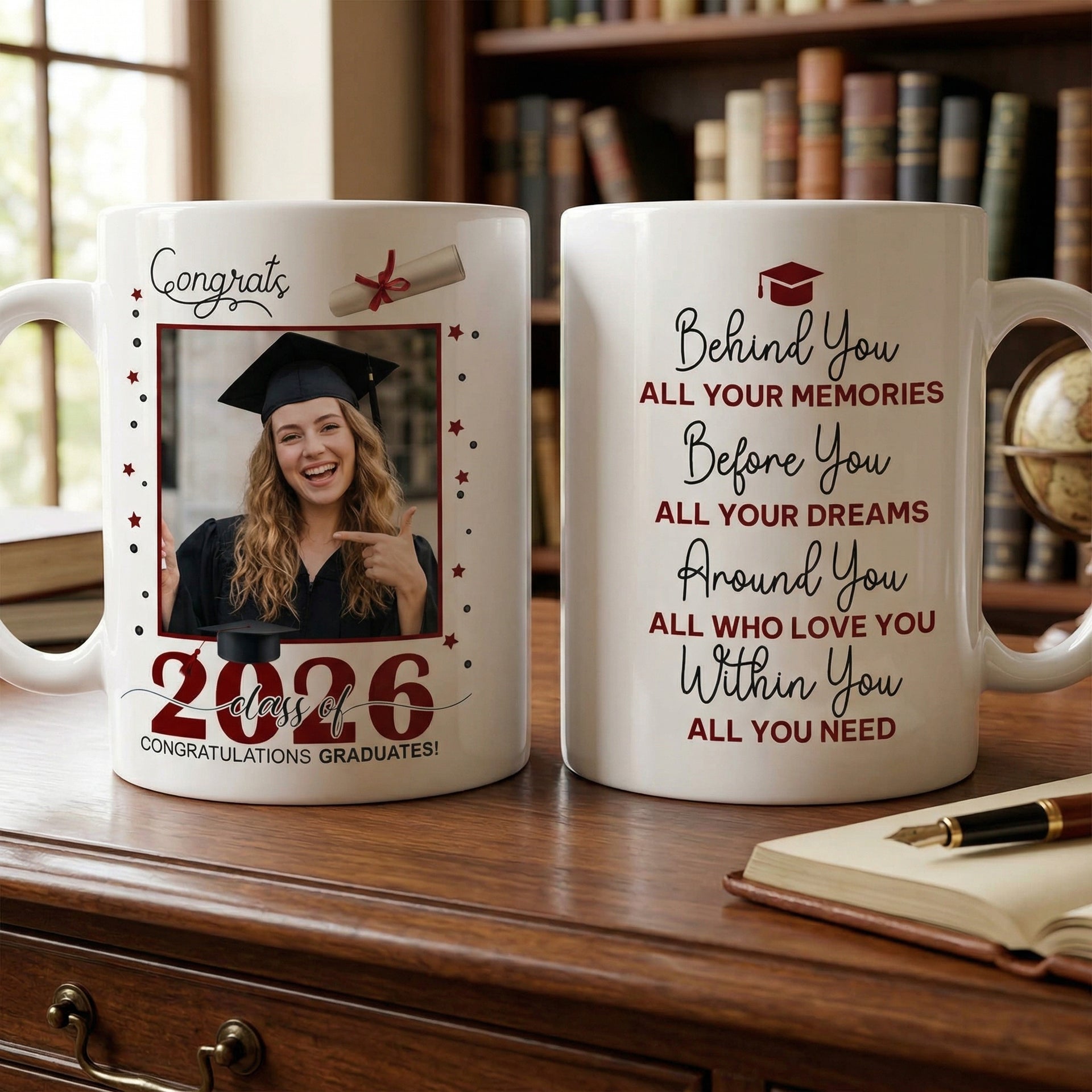 Personalized Behind You All Your Memories Coffee Mug With Photo | Graduation Gift