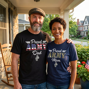 Personalized America 250 Proud Army Mom T-Shirt With Name & Title- 4th Of July Gifts For Parents