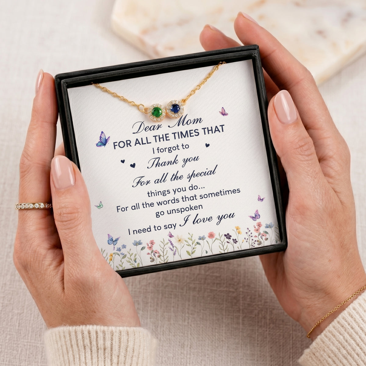 Personalized Thank You Mom Bracelet With 1-10 Birthstones |  Mother's Day Gift For Mom