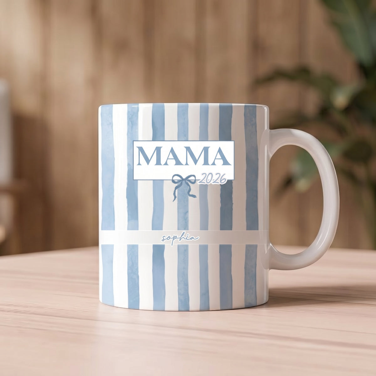 Personalized  Striped Mug With 1-8 Kid Names & Titles | Creative Mother’s Day Gift For Mama Nan