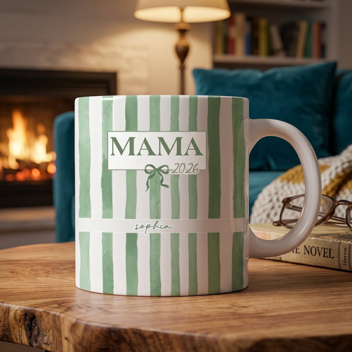Personalized  Striped Mug With 1-8 Kid Names & Titles | Creative Mother’s Day Gift For Mama Nan