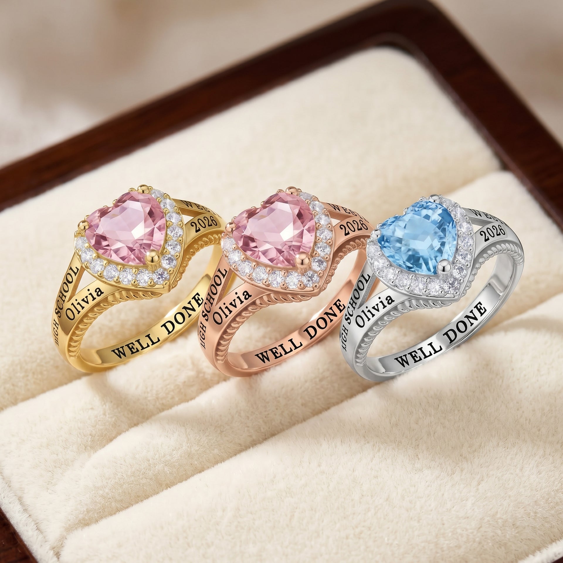 Personalized Class Ring With Name & Birthstone | Creative 2026 Graduation Gift For Daughter