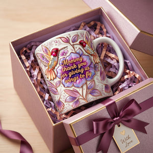 Personalized Hummingbird Coffee Mug With 1-5 Kid Names | Mother’s Day Gift For Mom & Grandma