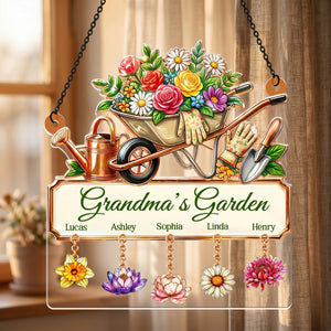 Personalized Garden Acrylic Suncatcher With 1-6 Birth Flowers & Names |  Mother’s Day Gift For Grandma