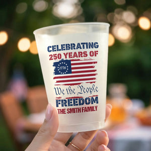 Personalized We The People 250 Years Cups With Family Name | Patriotic Party Favors Drinkware