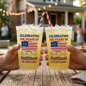 Personalized We The People 250 Years Cups With Family Name | Patriotic Party Favors Drinkware