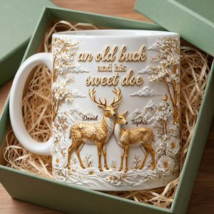 Personalized Precious Deer & Doe Couple Coffee Mug With Names | Unique Anniversary Gift For Couple