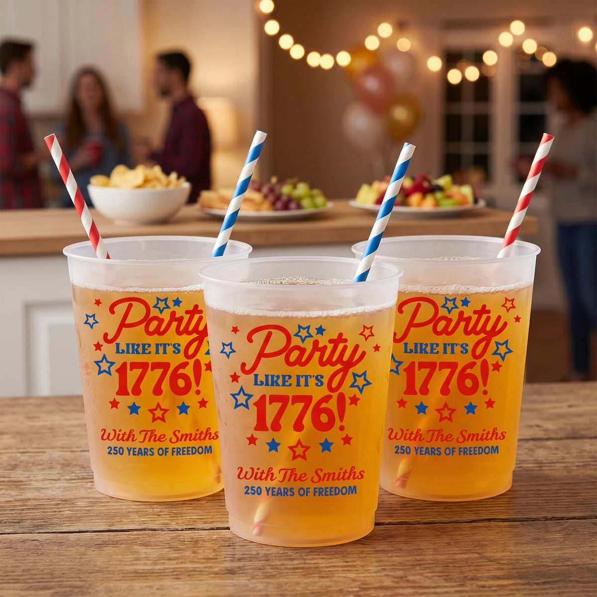 Personalized Frosted Party Cups With Name | Creative America 250th Anniversary Gift For Family