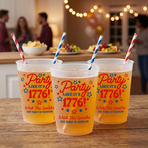 Personalized Frosted Party Cups With Name | Creative America 250th Anniversary Gift For Family