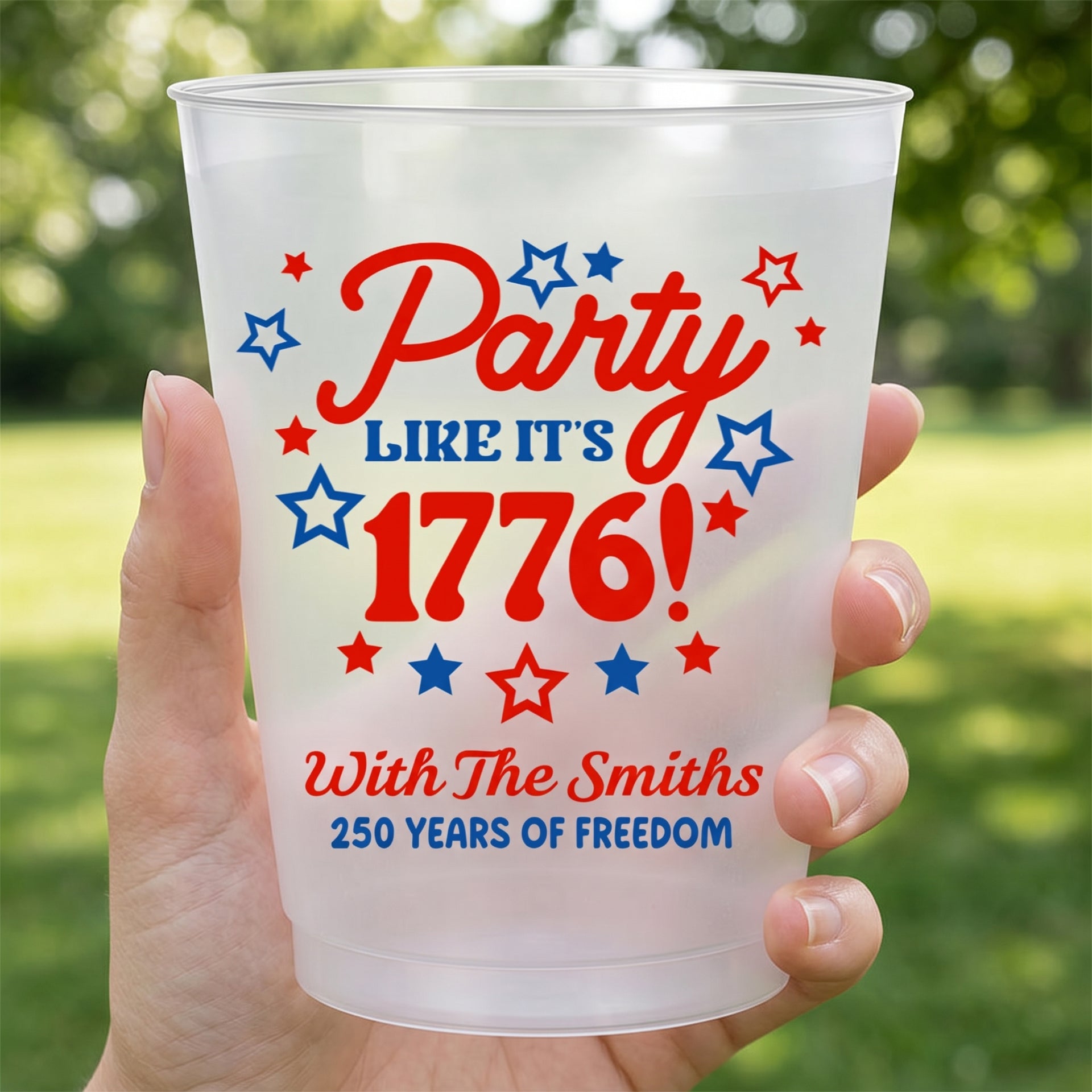 Personalized Frosted Party Cups With Name | Creative America 250th Anniversary Gift For Family