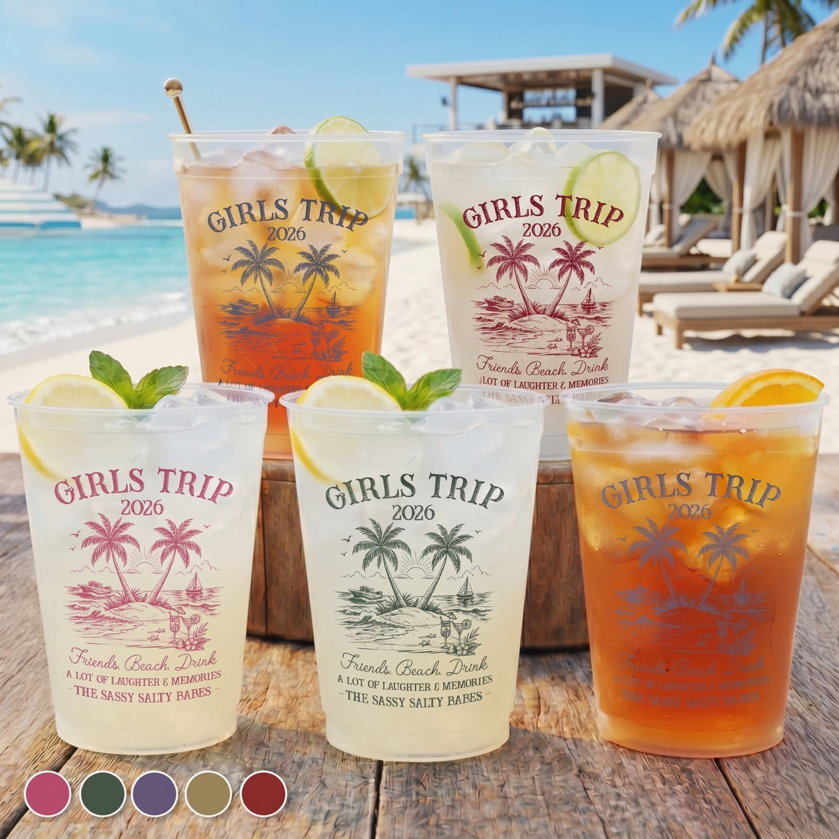 Personalized Hello Summer Vibes Party Cups With Title & Name | Summer Vacation Gifts For Best Friends Family