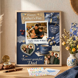 Personalized Happy Father's Day Collage Poster | Gift For Dad And Family
