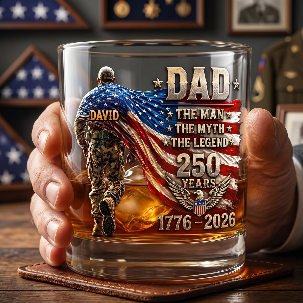 Personalized The Patriot Legend Whiskey Glass - Father's Day Gifts For Dad