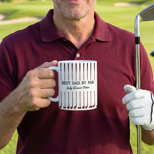 Personalized Ceramic Mug With Kid's Names & Golf Clubs Design - Unique Father's Day Gift