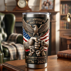 Personalized Patriotic 250 Years Of Freedom Tumbler With 1-4 Kid's Name -  Father's Day Gift
