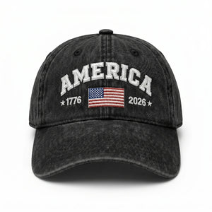 Vintage America 1776-2026 Flag Baseball Cap  - Historical 250th Anniversary Gift For Him Her