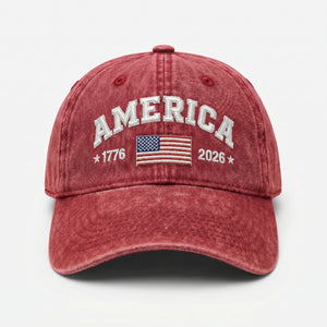Vintage America 1776-2026 Flag Baseball Cap  - Historical 250th Anniversary Gift For Him Her