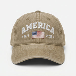 Vintage America 1776-2026 Flag Baseball Cap  - Historical 250th Anniversary Gift For Him Her