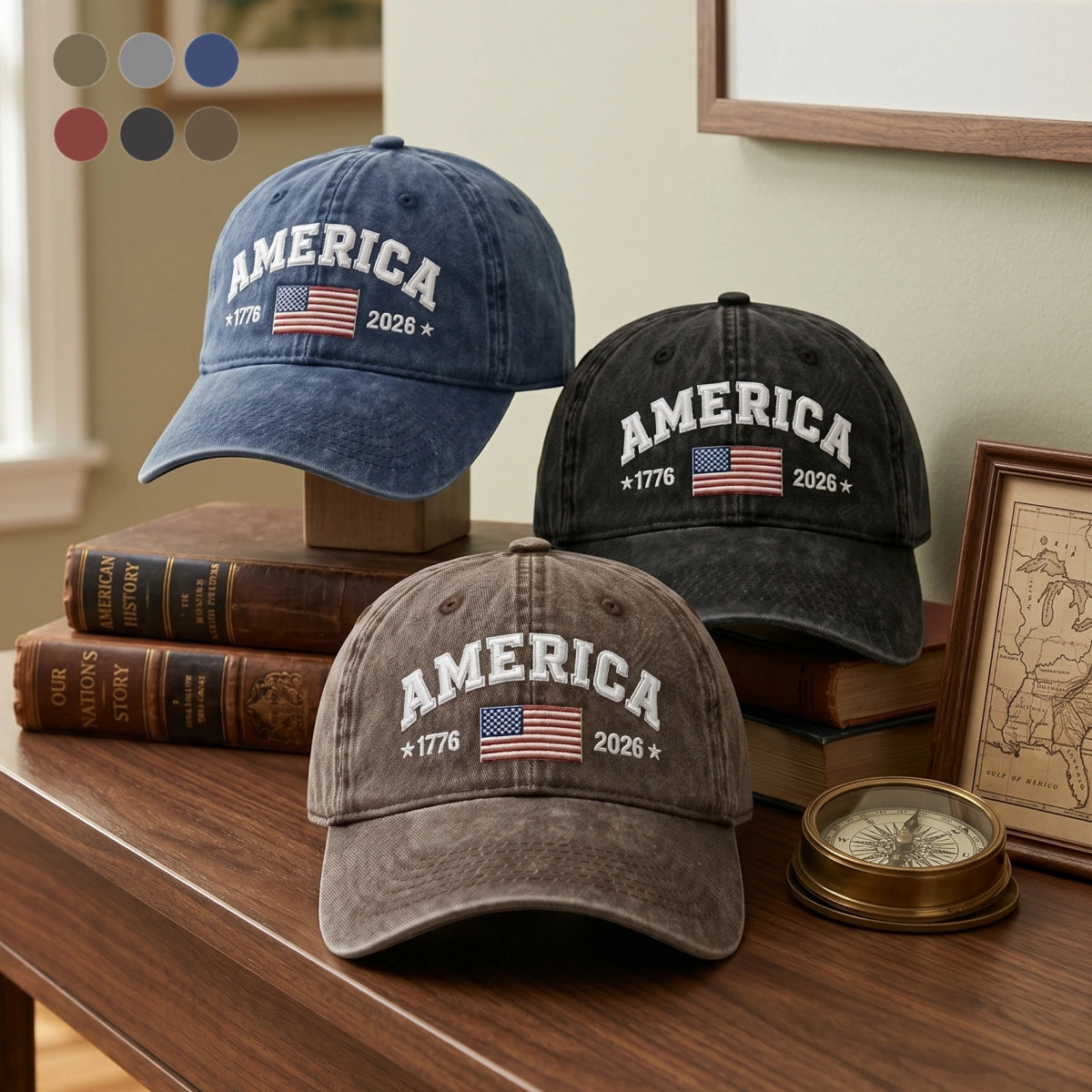 Vintage America 1776-2026 Flag Baseball Cap  - Historical 250th Anniversary Gift For Him Her
