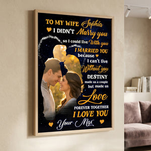 Personalized Night Sky Couples Silhouette Canvas Poster With Name - Anniversary Gift For Wife