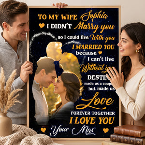Personalized Night Sky Couples Silhouette Canvas Poster With Name - Anniversary Gift For Wife