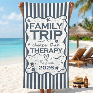 Personalized Name Year Beach Towel With Retro Stripe For Besties Summer Trip