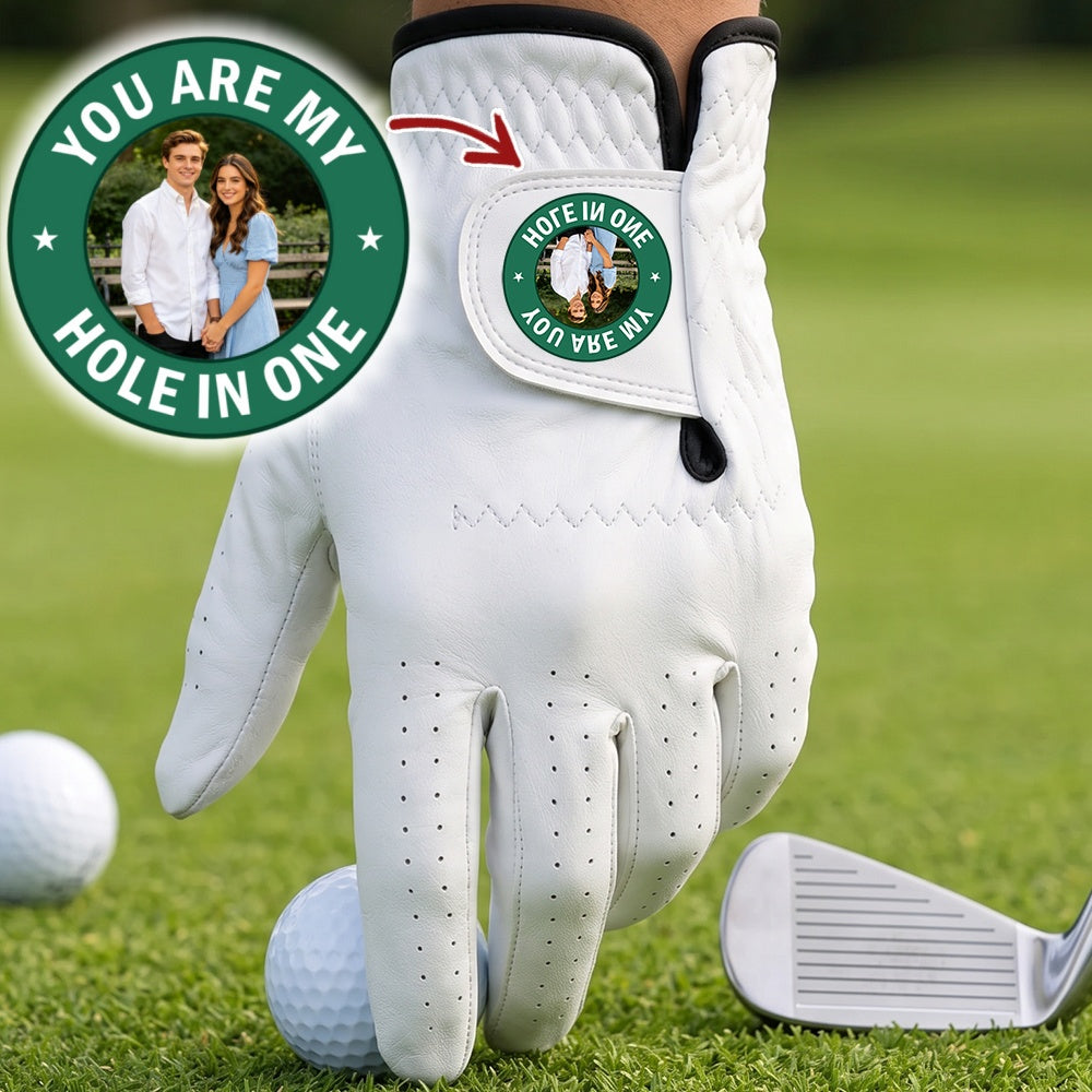 Personalized Photo Leather Golf Glove With Love Quote For Couples Anniversary Gift