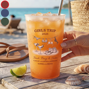 Personalized Name Year Frosted Plastic Cups With Girls Bikini Cocktail For Bachelorette Party