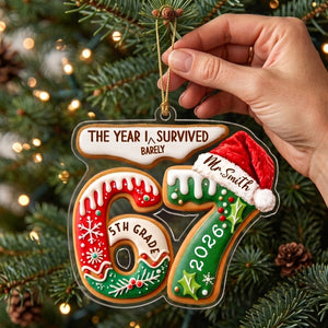 Personalized Grade & Name 67 Slang Ornament With "The Year I Survived" Cookie For Christmas