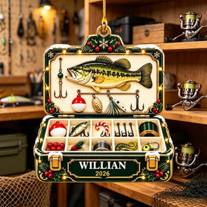 Personalized Fishing Tackle Box Acrylic Ornament - Christmas Gift For Dad Husband Grandpa Fisherman