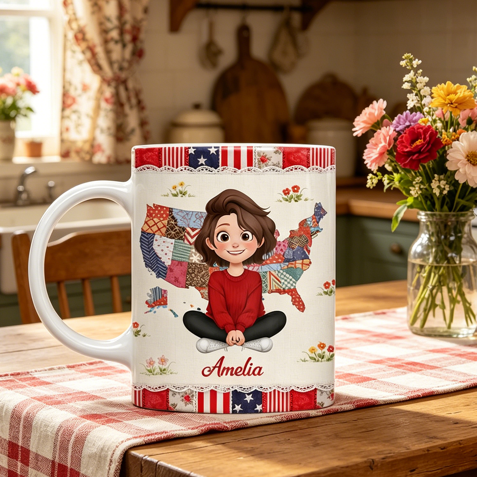 Personalized America 250 Coffee Mug With Name & Character | Unique 4th Of July Gift For Patriotic