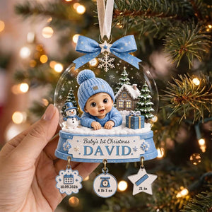 Personalized Baby's First Christmas Acrylic Ornament | Christmas Gift For Newborn Baby Boy Girl