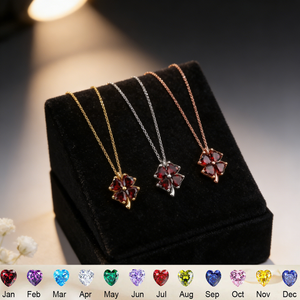 Personalized Lucky Four Leaf Clover Necklace With Heart Birthstone |  Mother's Day Gift For Mom