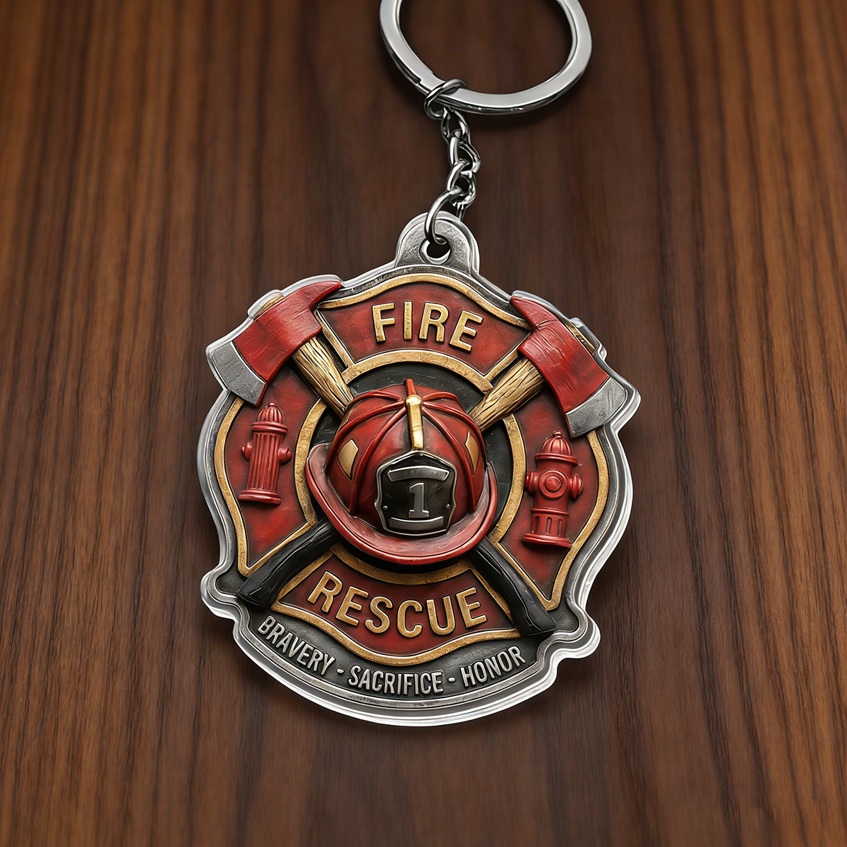 Fire Rescue Bravery Sacrifice Honor Keychain | Unique Gift For Firefighters and Rescue Team Members
