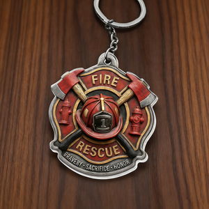 Fire Rescue Bravery Sacrifice Honor Keychain | Unique Gift For Firefighters and Rescue Team Members