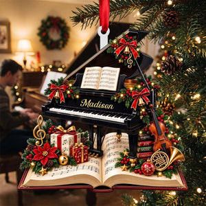 Personalized Grand Piano Acrylic Ornament - Christmas Gift for Pianist Music Teacher Music Lover