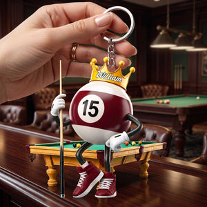 Personalized Billiard Ball Crown Acrylic Keychain | Birthday & Christmas Gift For Billiard Lovers