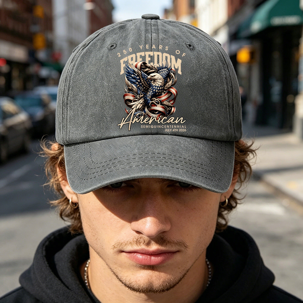 Vintage Denim Eagle USA 250 Years Freedom Cap - Independence Day Gift