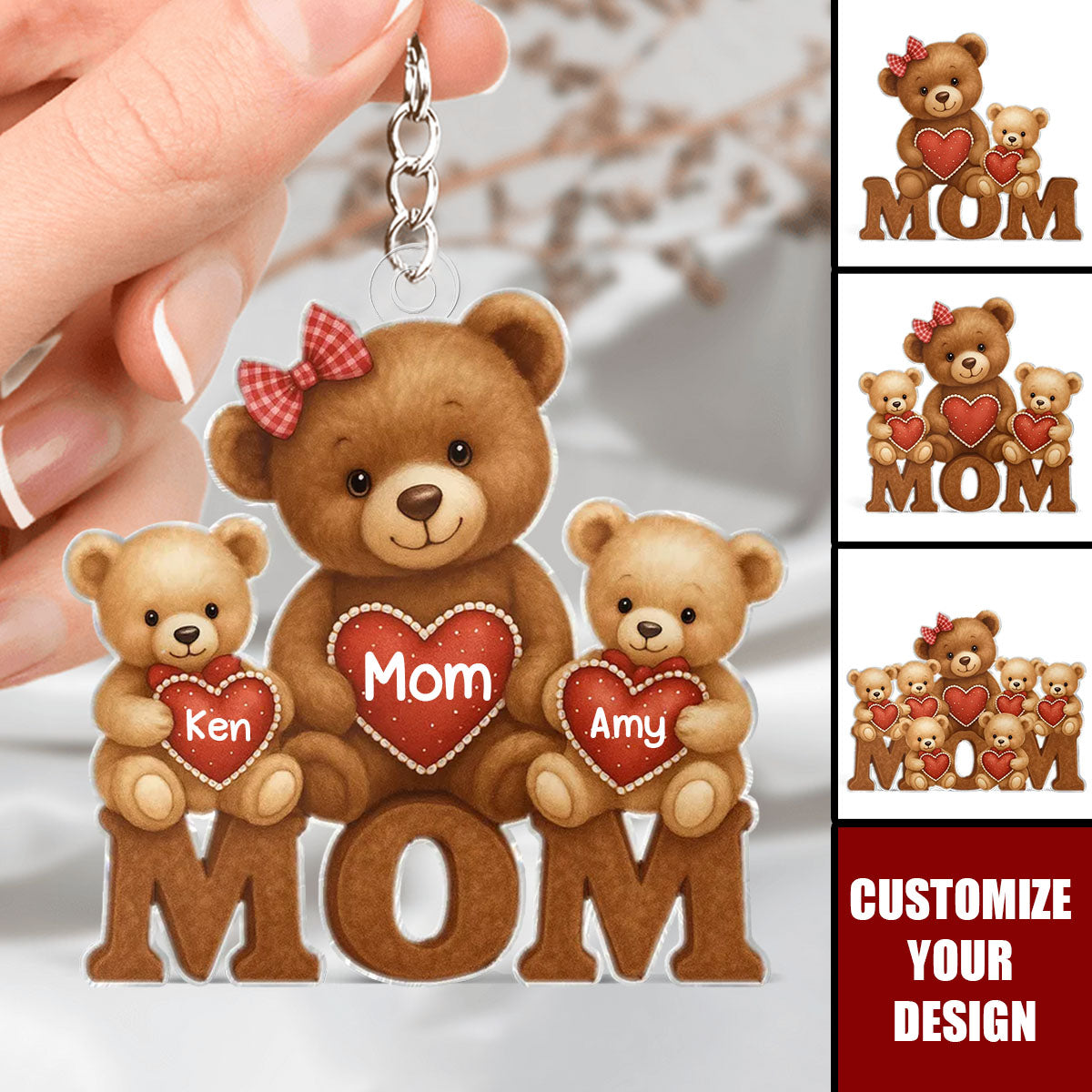Personalized Acrylic Keychain - Mama Bear Gift For Mom,Mother's Day Gift