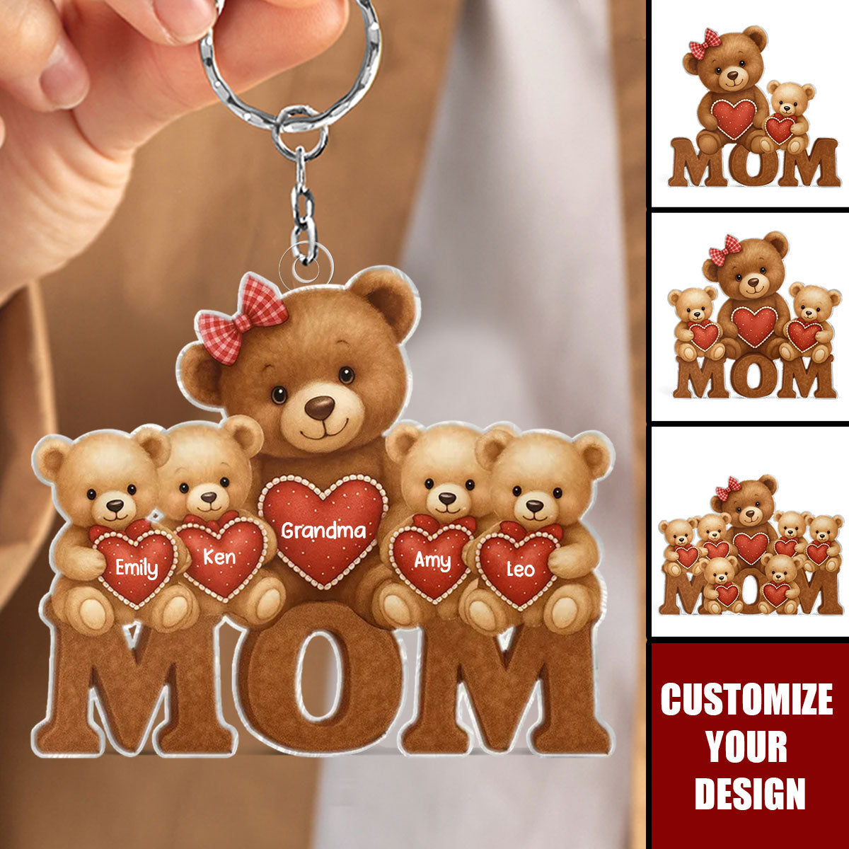 Personalized Acrylic Keychain - Mama Bear Gift For Mom,Mother's Day Gift
