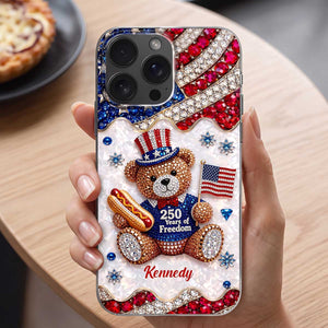 Personalized 250 Years of Freedom Patriotic Bear Phone Case - Gift For US Lovers