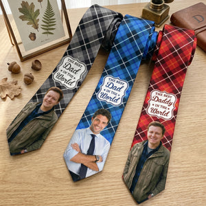 Personalized "The Best Dad in the World" Photo Tie | Birthday Father's Day Gift For Dad Grandpa