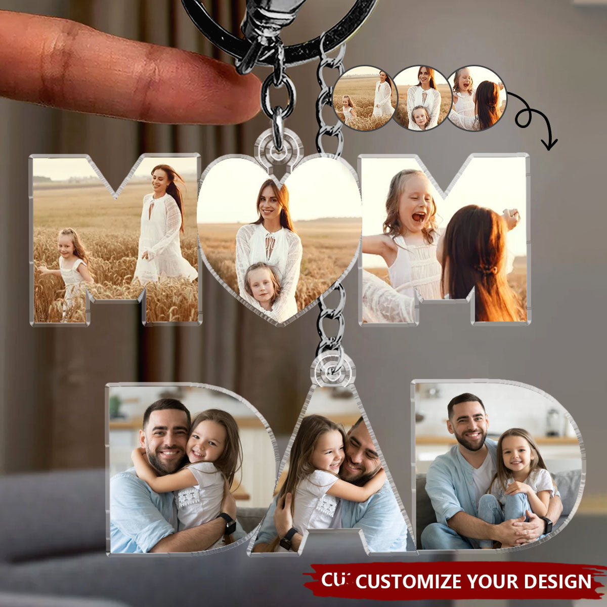 Personalized Photo Keychain - Custom Photo Dad, Mom Drive Safe