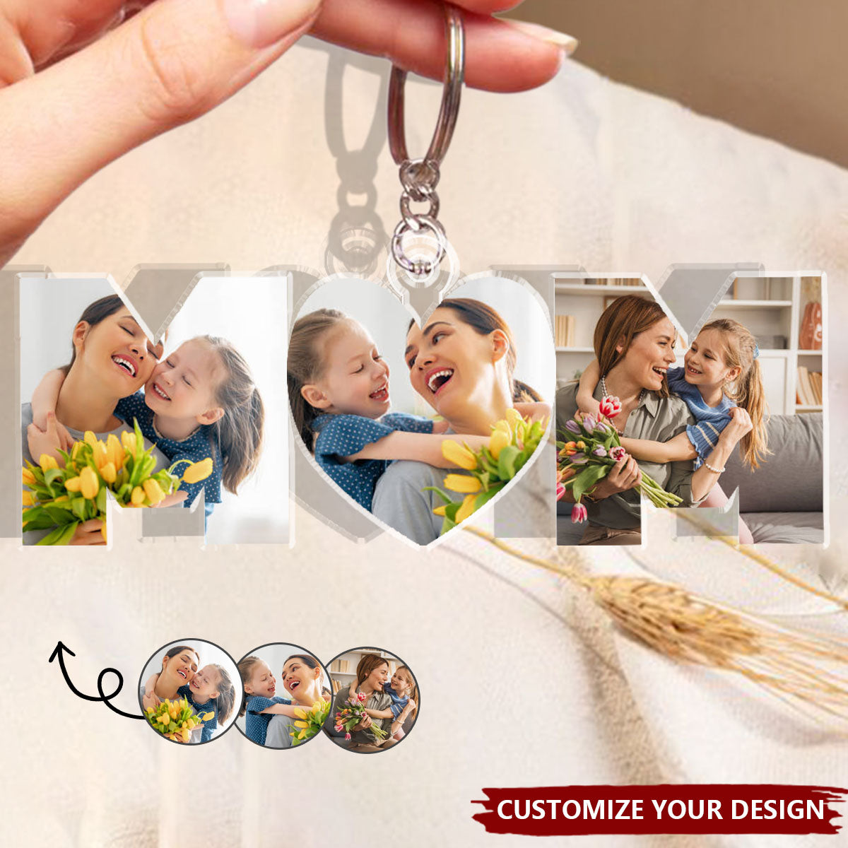 Personalized Photo Keychain - Custom Photo Dad, Mom Drive Safe