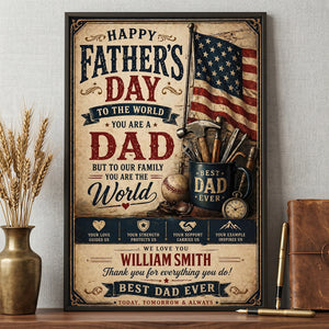 Personalized Vintage "Best Dad" Ever Canvas Poster | Father's Day Gift For Husband Dad Grandpa