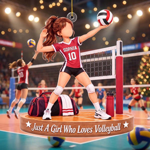 Personalized Volleyball Girl Acrylic Ornament - Christmas Gift For Teen Girls Volleyball Lover