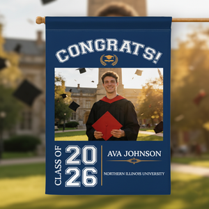 Personalized Double-Sided Graduation Flag With Color & Photo & Name & Year | Heartfelt Commencement Gift For Daughter Son & Best Friends