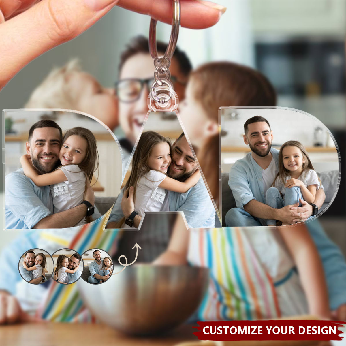 Personalized Photo Keychain - Custom Photo Dad, Mom Drive Safe